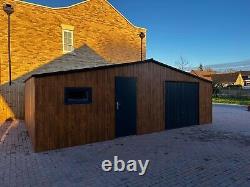 Metal Steel Garage In Wood Effect Light Oak 26x16ft Shed Storage Workshops