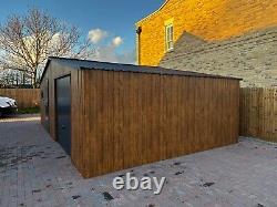 Metal Steel Garage In Wood Effect Light Oak 26x16ft Shed Storage Workshops