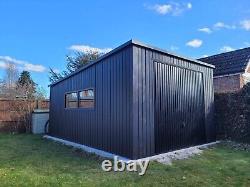 Metal Steel Garage Wood Effect Dark or Light Oak 3.5m x 5m Shed Storage Workshop