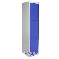 Monster Shop 3 Door Metal Storage Lockers, Blue & Grey Steel Customer Return UVG