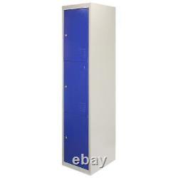 Monster Shop 3 Door Metal Storage Lockers, Blue & Grey Steel Customer Return UVG