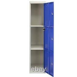 Monster Shop 3 Door Metal Storage Lockers, Blue & Grey Steel Customer Return UVG