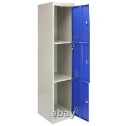 Monster Shop 3 Door Metal Storage Lockers, Blue & Grey Steel Customer Return UVG