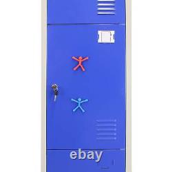 Monster Shop 3 Door Metal Storage Lockers, Blue & Grey Steel Customer Return UVG