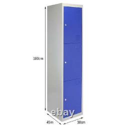 Monster Shop 3 Door Metal Storage Lockers, Blue & Grey Steel Customer Return UVG