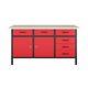 Pollor 160 Cm Steel Garage Workbench Storage Cabinet Tool Drawers Workshop Red