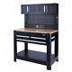 Sgs Sturdy Garage Work Bench With Pegboard, 3 Drawers, Wall Cabinets & Sockets