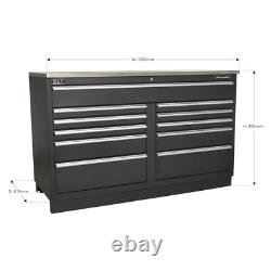 Sealey APMS04 Modular Floor Cabinet 11 Drawer 1550mm Heavy Duty Storage Workshop
