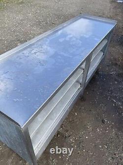 Stainless Steel Table With Shelves / Storage 2100mm Long Ideal Workshop Catering