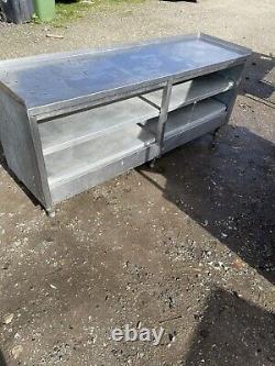 Stainless Steel Table With Shelves / Storage 2100mm Long Ideal Workshop Catering