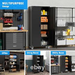 Tall Metal Rolling Storage Tool Cabinet 4 Shelves Adjustable & Lockable Wheeled