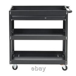 Tool Storage Heavy Duty Garage Trolley Workshop Cart Shelf 3 Tires/Wheels/Drawer