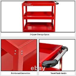 Tool Storage Heavy Duty Garage Trolley Workshop DIY 3 Tier Wheel Cart Shelf