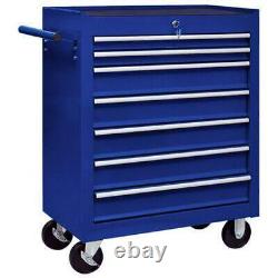 Tool Trolley 7 Drawer Workshop Cabinet Cart Drawers Box Garage Storage Blue