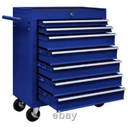 Tool Trolley 7 Drawer Workshop Cabinet Cart Drawers Box Garage Storage Blue