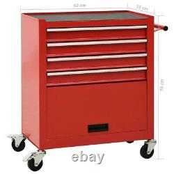 Tool Trolley Garage Workshop Storage Chest Cabinet With 4 Drawers Steel