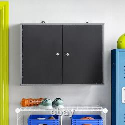 Wall Mounted Metal Tool Storage Cabinet Pegboard Garage Workshop Shelf Cupboard