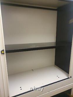 White Bisley Tambour Steel Filing Storage Workshop Garage Cabinet FREE POST