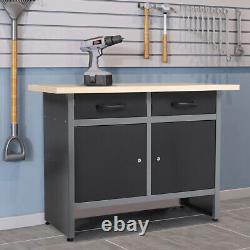 Workbench Heavy-Duty Steel 2 Drawer 2 Door Garage Tool Storage Cabinets Workshop