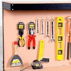 Workbench Heavy Duty Steel Pegboard Drawer Tool Home Garage Storage Workshop
