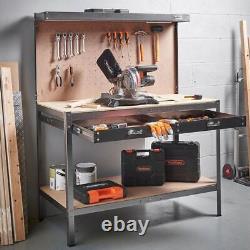 Workbench With Pegboard Drawer Tool DIY Garage Storage Heavy-Duty Steel Workshop