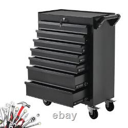 Workshop Storage Trolley 7 Drawer Tools Box Cabinet Service Cart Tool Chest Lock