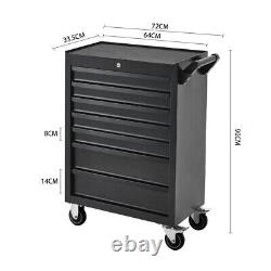 Workshop Storage Trolley 7 Drawer Tools Box Cabinet Service Cart Tool Chest Lock