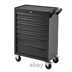 Workshop Storage Trolley 7 Drawer Tools Box Cabinet Service Cart Tool Chest Lock