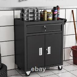 Workshop Storage Trolley Drawer Tool Box Cabinet Door Service Cart Chest +Handle