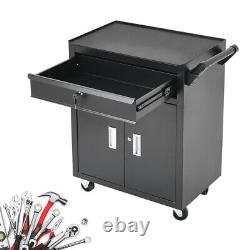 Workshop Storage Trolley Drawer Tool Box Cabinet Door Service Cart Chest +Handle