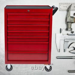 Workshop Storage Trolley Tool Box Cabinet Service Cart Chest with 7 Drawers Red