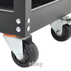 Workshop Tool Steel Trolley Cart 3-Layer Locking Roller Drawer Tool Storage Rack