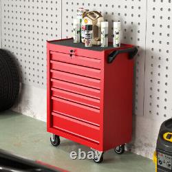 Workshop Tool Trolley Garage Storage Box Cabinet Chest 7 Drawers withWheels&Keys