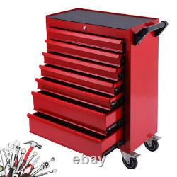 Workshop Tool Trolley Garage Storage Box Cabinet Chest 7 Drawers withWheels&Keys