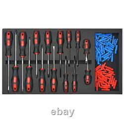 Workshop Tool Trolley with 1125 Tools Steel Storage Chest Box Red Q2B0