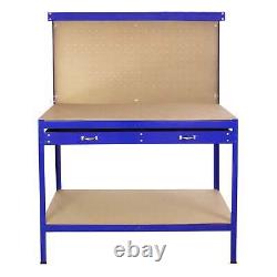 Workshop Workbench With Pegboard And Drawer Heavy-Duty Garage Metal Tool Storage