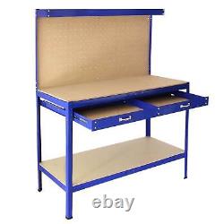 Workshop Workbench With Pegboard And Drawer Heavy-Duty Garage Metal Tool Storage