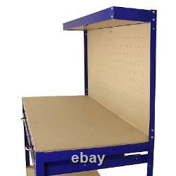 Workshop Workbench With Pegboard And Drawer Heavy-Duty Garage Metal Tool Storage